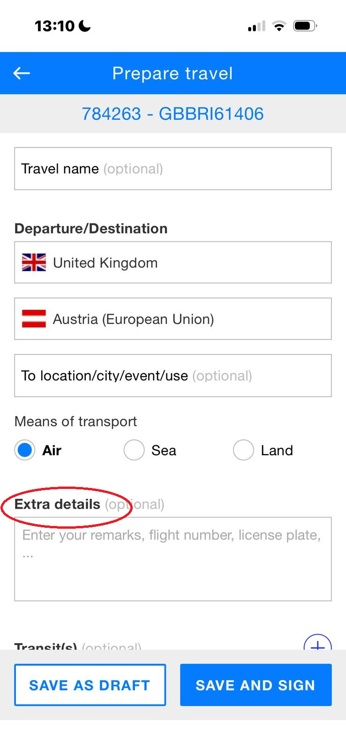 Digital Carnet prepare travel screen shot
