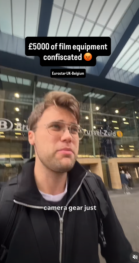 photographer at airport with text over photo