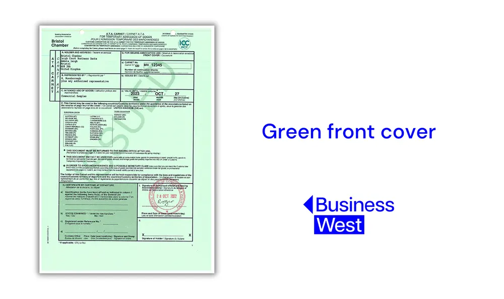 Carnet document - Green front cover