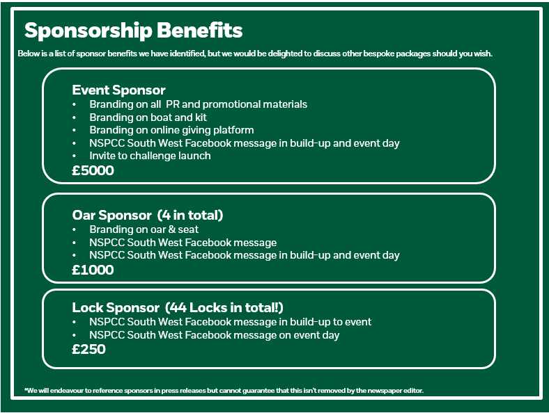 NSPCC row sponsorship opportunities