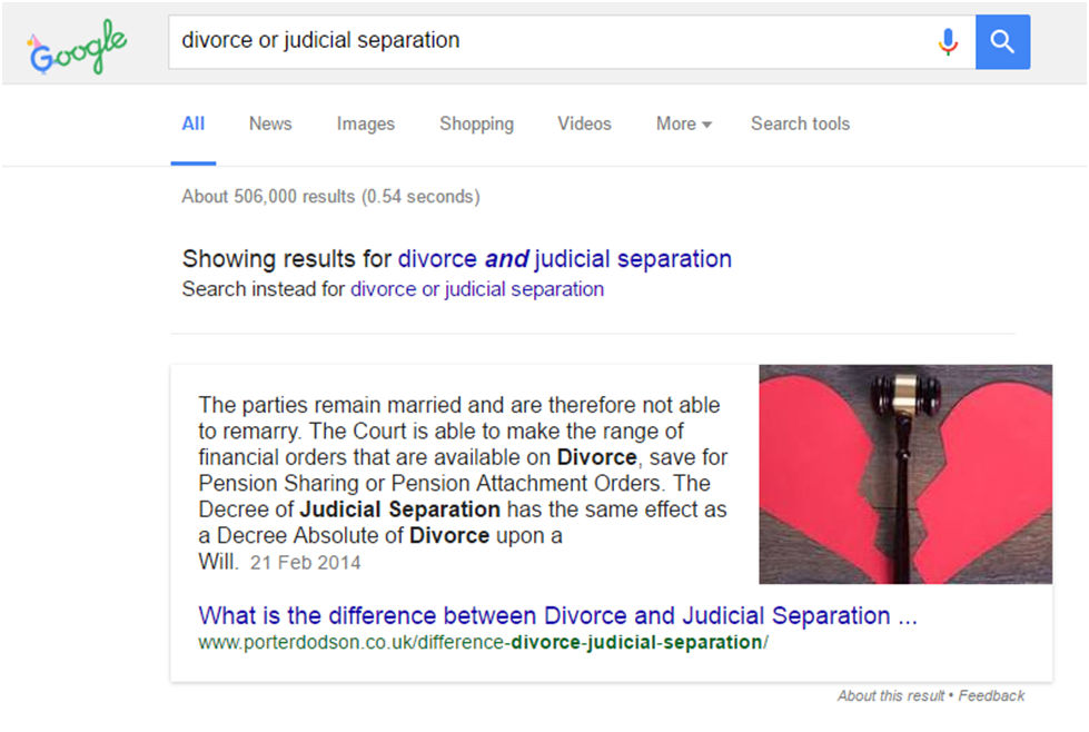 Result of properly structured data in Google