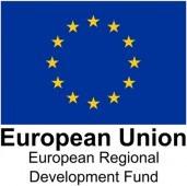 The European Regional Development Fund potrait logo with the European flag on it