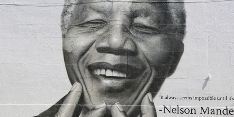 A mural of Nelson Mandela in his latter years